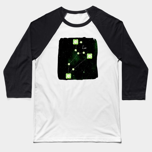 Leo Constellation in Peridot - Star Signs and Birth Stones Baseball T-Shirt by annaleebeer